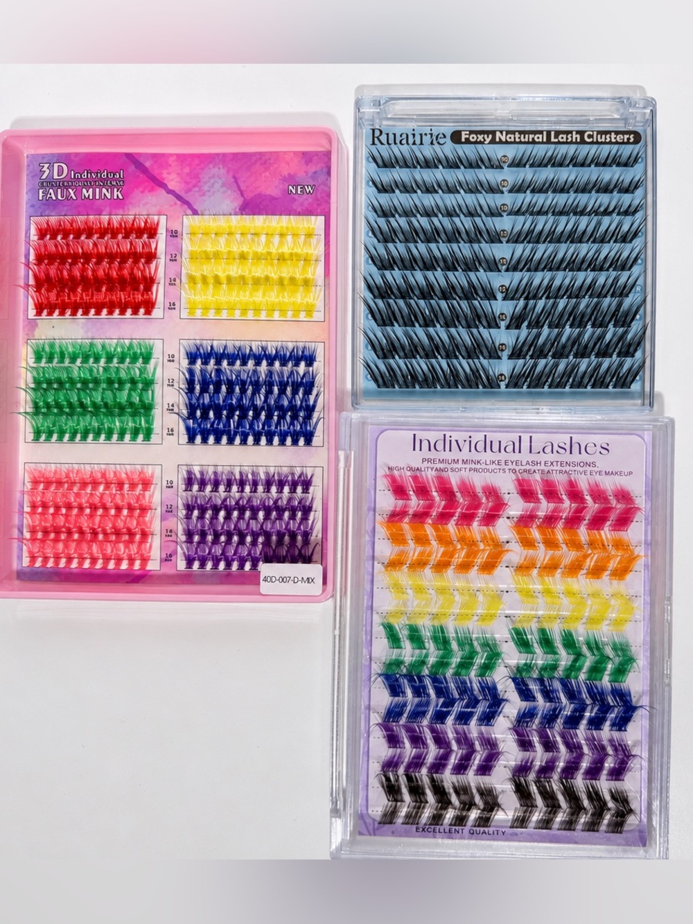 3-Pack Natural & Colorful Lash Cluster Bundle NEW
